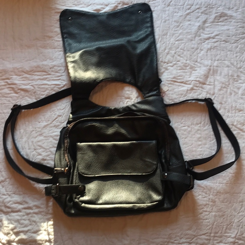 Black Leather Backpack - Picture 3 of 7